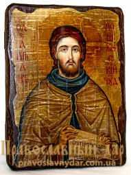 Icon antique Rev. Adrian Poshehonsky 7x9 cm - фото