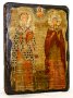 Icon antique Hieromartyr Cyprian and the Holy Martyr Justin 13x17 cm
