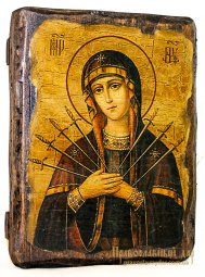 Icon antique Semistrelnaya 13x17 cm Holy Mother of God - фото
