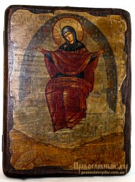 Icon of the Holy Theotokos antique bread 13x17 cm Sporitelnitsa - фото