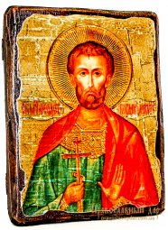 Icon Antique Holy Martyr Theodotus (Bogdan) Ancyra 7x9 cm - фото
