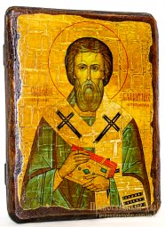 The icon under olden Martyr Bishop Valentin Interamsky 13x17 cm - фото