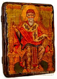 Icon antique saint Saint Spyridon 13x17 cm - фото