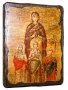 Icon antique Saints Faith, Hope, Love and their mother Sophia 17h23 cm