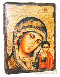 Icon of Kazan antique 21x29 cm Holy Mother of God - фото