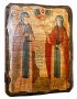 Icon antique of holy Peter and Fevronia Murom 21x29 cm