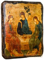 Icon Antique Holy Trinity St. Andrei Rublev 17h23 cm - фото