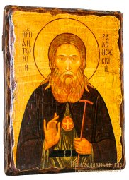 Icon antique St Anthony of Radonezh 17h23 cm - фото