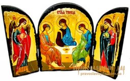 Икона под старину Святая Троица преподобного Андрея Рублева Складень тройной - фото