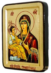 Икона Преподобная Богородица Троеручица Греческий стиль в позолоте 13x17 см - фото