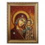 Amber icon of Virgin Mary of Kazan 20x30 cm