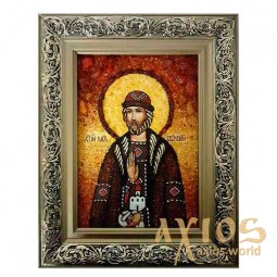 Amber icon of Holy Prince Oleg Bryansk 20x30 cm - фото