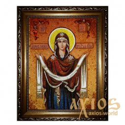 Amber icon Intercession of the Theotokos 20x30 cm - фото