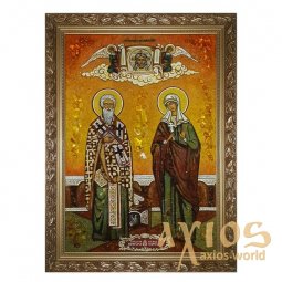 Amber icon of St.  Cyprian and St. Martyr Justin 20x30 cm - фото