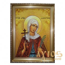 Amber icon of Holy Martyr Valentine 20x30 cm - фото