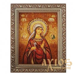 Amber icon of Holy Martyr Pelagia 20x30 cm - фото