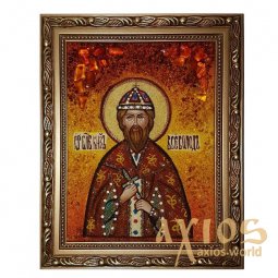 Amber icon of Holy Prince Vsevolod 20x30 cm - фото