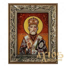 Amber icon of St. Nicholas the Wonderworker 20x30 cm - фото
