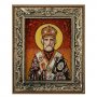 Amber icon of St. Nicholas the Wonderworker 20x30 cm