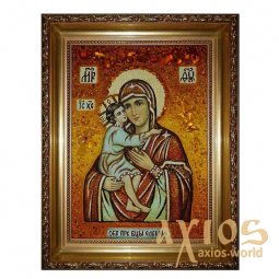 Amber icon of the Theotokos Eletskaya 20x30 cm - фото