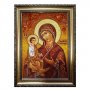 Amber icon of Virgin Mary Three Hands 20x30 cm