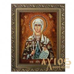 Amber icon of Holy Martyr Zoe 20x30 cm - фото