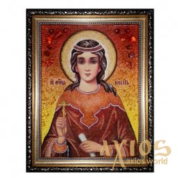 Amber icon of Holy Martyr Love 20x30 cm - фото