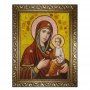 Amber Icon of the Blessed Virgin Tikhvinskaya 15x20 cm