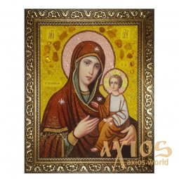 Amber Icon of the Most Holy Theotokos of Tikhvin 30x40 cm - фото