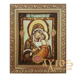 Amber Icon of the Blessed Virgin Chukhlomskaya 40x60 cm - фото