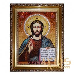 Amber Icon of the Savior Almighty 40x60 cm - фото