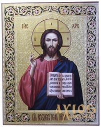 Hand - written icon of the Lord Almighty 31x24 cm (linden, gold, painting) - фото