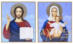 Written icons Wedding couple Leushinskaya Mother of God and Savior 20х24 cm - фото