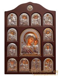 Home iconostasis of Holy Mother of God of Kazan 28x42 cm - фото