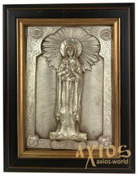 Icon in metal Natalia, silver-plated, frame made of wood, 9х11 cm - фото