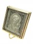 Icon in metal The Virgin of Kazan, silver-plated, gilded frame, 5х5 cm