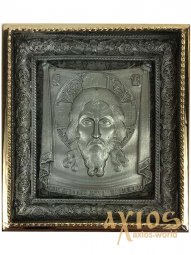 Icon in metal Savior, silver-plated, gilt frame, 5x5 cm - фото