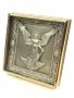 Icon in metal Angel the Guardian, silver-plated, gilt frame, 8x8 cm