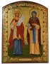 Writed family icon of St. Natalia and Oleg Bryansky, hand carving on gold, enamel, 34x45 cm