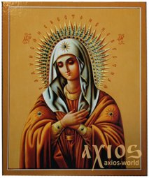 Icon of the Blessed Virgin Mary (medium), MDF, veneer (ash-tree), polygraphy, lacquer, 12x20 cm - фото