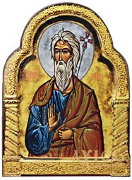 Icon Apostle Andrew the First-Called, MDF, figured, veneer (ash-tree), ark, polygraphy, decor, lacquer, 20x26 cm - фото