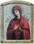 Icon of the Holy Theotokos Semistrelnaya (medium), MDF, veneer (ash-tree), ark, printing, decorative rim, stones, lacquer, 15x20 cm