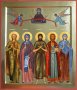 Handwritten family icon, 5 saints, 30x40 cm, gold