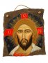 Painted icon on a stone, Savior, 36x40 cm