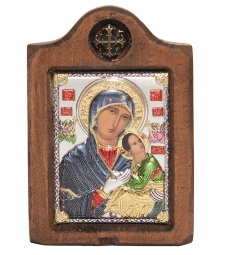 Icon of the Mother of God, Italian frame №1, enamel, 6x8 cm, alder tree - фото