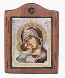 Icon of the Mother of God of Vladimir, Italian frame №2, enamel, 13x17 cm, alder tree - фото