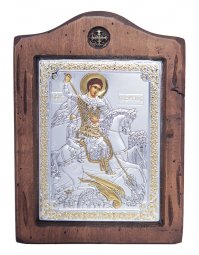 Icon St. George, Italian frame №2, 13x17 cm, alder tree, ПД010511 - фото