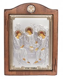 Icon Holy Trinity, Italian frame №3, 17x21 cm, alder tree - фото