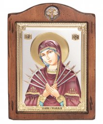 Icon of the Mother of God, Italian frame №3, enamel, 17x21 cm, alder tree - фото