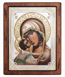 Icon of the Mother of God, Italian frame №4, enamel, 25x30 cm, alder tree - фото